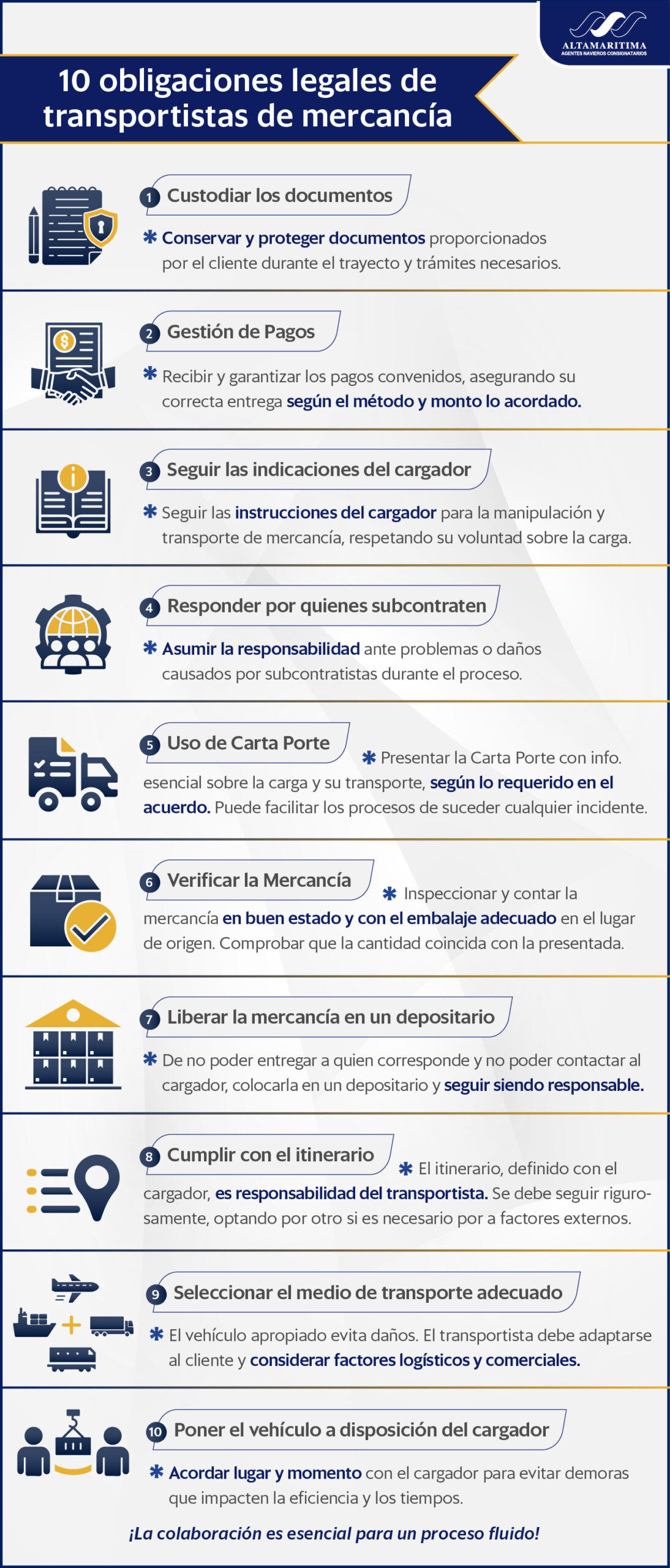 10 obligaciones legales de transportistas de mercancía (Infografía)